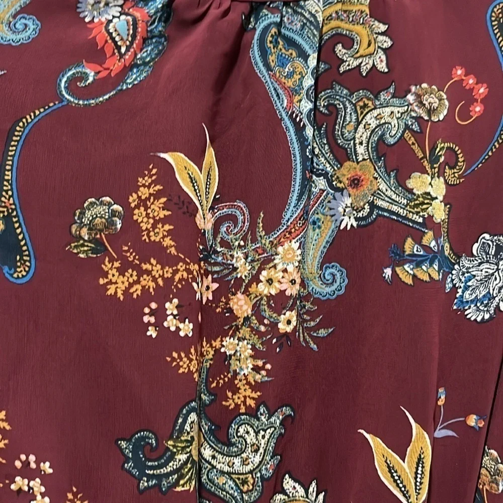 Westport sz 6 Handkerchief dress Burgundy Floral Sleeveless Belted Whimsigoth
